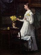 Carl d Unker Arranging daffodils oil painting reproduction